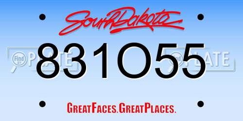 831O55 South Dakota License Plate