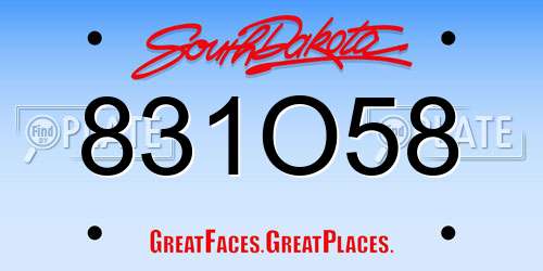831O58 South Dakota License Plate