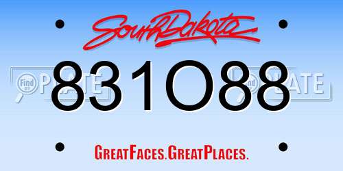 831O88 South Dakota License Plate