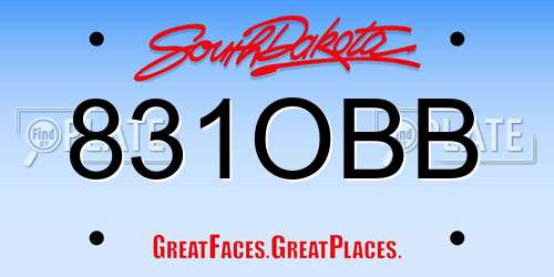 831OBB South Dakota License Plate