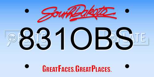 831OBS South Dakota License Plate