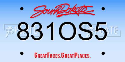 831OS5 South Dakota License Plate