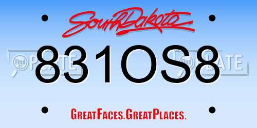831OS8 South Dakota License Plate