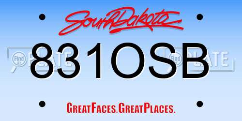 831OSB South Dakota License Plate