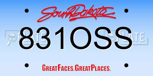 831OSS South Dakota License Plate