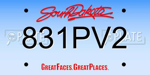 831PV2 South Dakota License Plate
