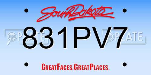 831PV7 South Dakota License Plate