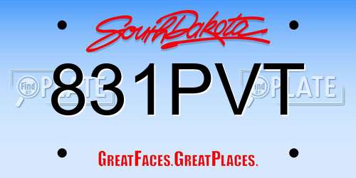 831PVT South Dakota License Plate