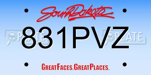 831PVZ South Dakota License Plate