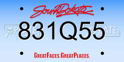 831Q55 South Dakota License Plate