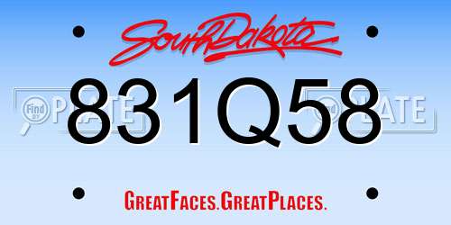 831Q58 South Dakota License Plate
