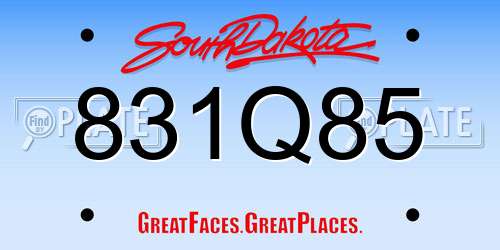 831Q85 South Dakota License Plate