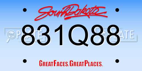 831Q88 South Dakota License Plate