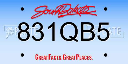 831QB5 South Dakota License Plate