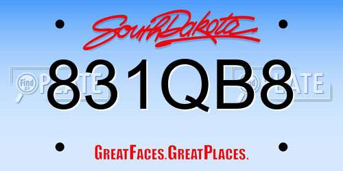 831QB8 South Dakota License Plate