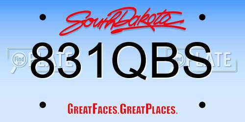 831QBS South Dakota License Plate