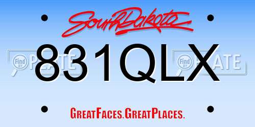831QLX South Dakota License Plate