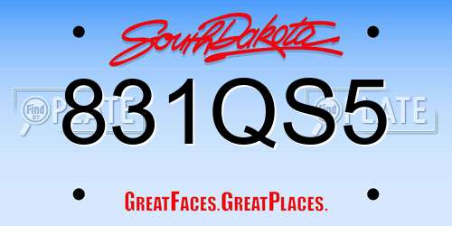 831QS5 South Dakota License Plate