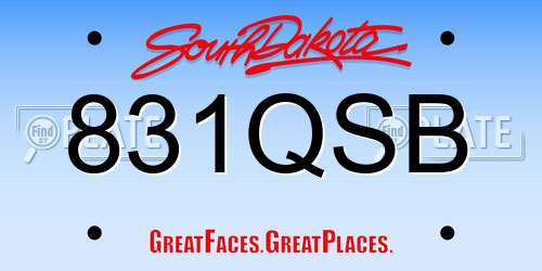 831QSB South Dakota License Plate