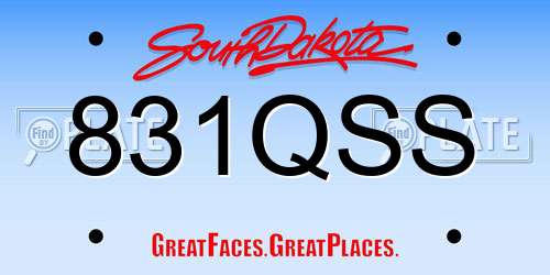 831QSS South Dakota License Plate