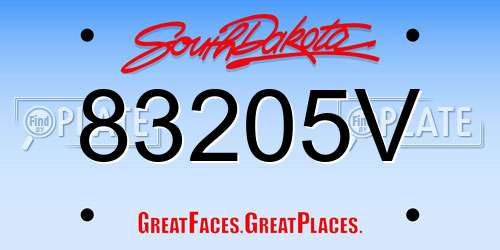 83205V South Dakota License Plate