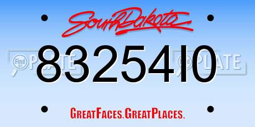 83254I0 South Dakota License Plate