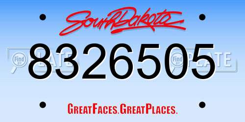 8326505 South Dakota License Plate