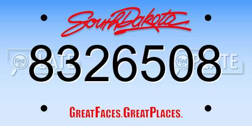 8326508 South Dakota License Plate