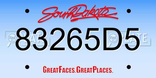 83265D5 South Dakota License Plate