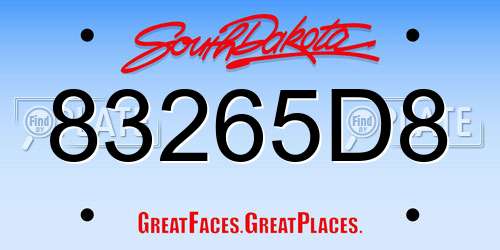 83265D8 South Dakota License Plate