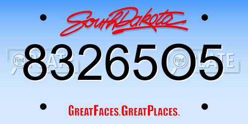 83265O5 South Dakota License Plate