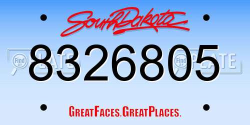 8326805 South Dakota License Plate