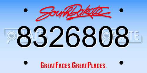 8326808 South Dakota License Plate