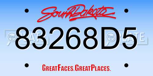 83268D5 South Dakota License Plate