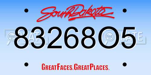83268O5 South Dakota License Plate