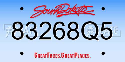 83268Q5 South Dakota License Plate