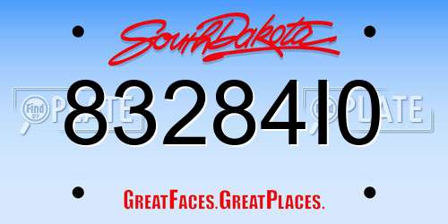 83284I0 South Dakota License Plate
