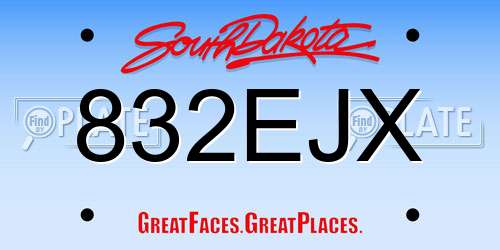 832EJX South Dakota License Plate
