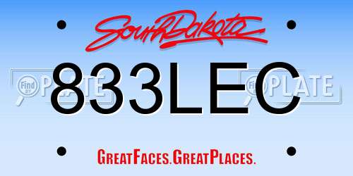 833LEC South Dakota License Plate