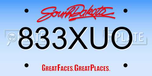 833XUO South Dakota License Plate