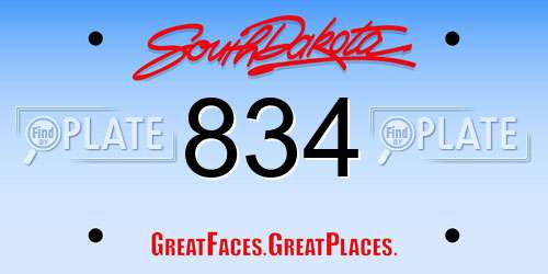 834 South Dakota License Plate