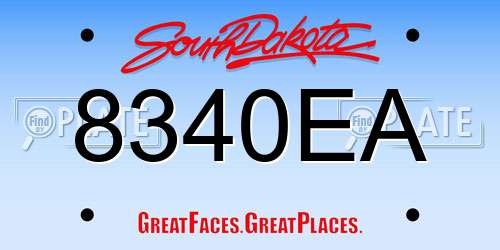 8340EA South Dakota License Plate