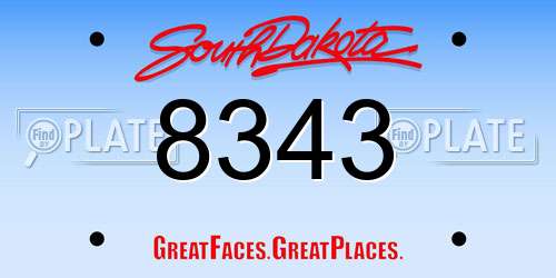 8343 South Dakota License Plate