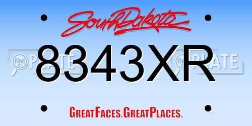 8343XR South Dakota License Plate