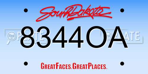 8344OA South Dakota License Plate
