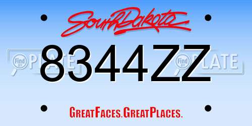 8344ZZ South Dakota License Plate
