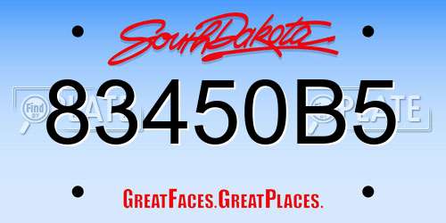 83450B5 South Dakota License Plate