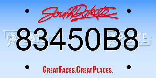 83450B8 South Dakota License Plate