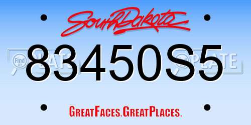 83450S5 South Dakota License Plate