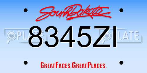 8345ZI South Dakota License Plate